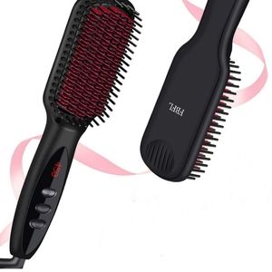 Hair and beard electric straightener brush
